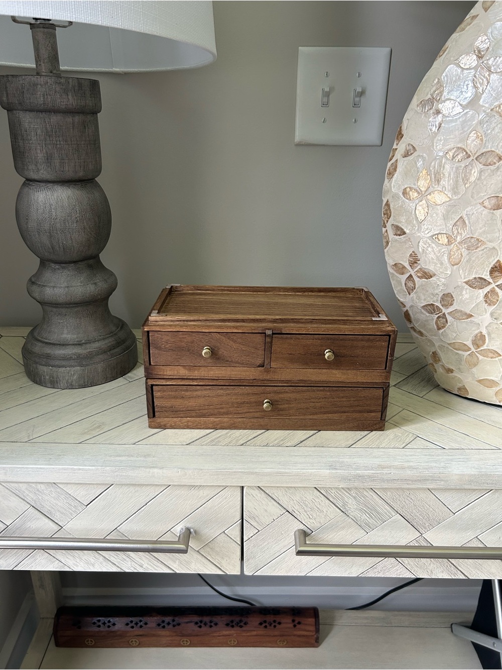 Wooden Jewelry Organizer Box in Brown